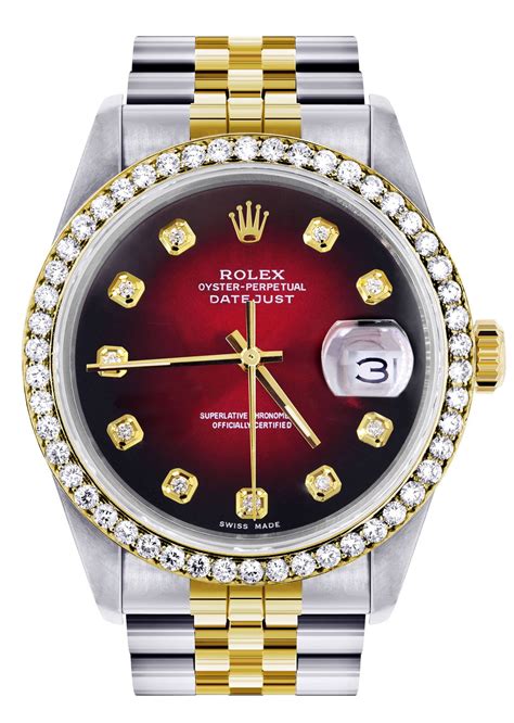 rolex date just diamond watch red dial